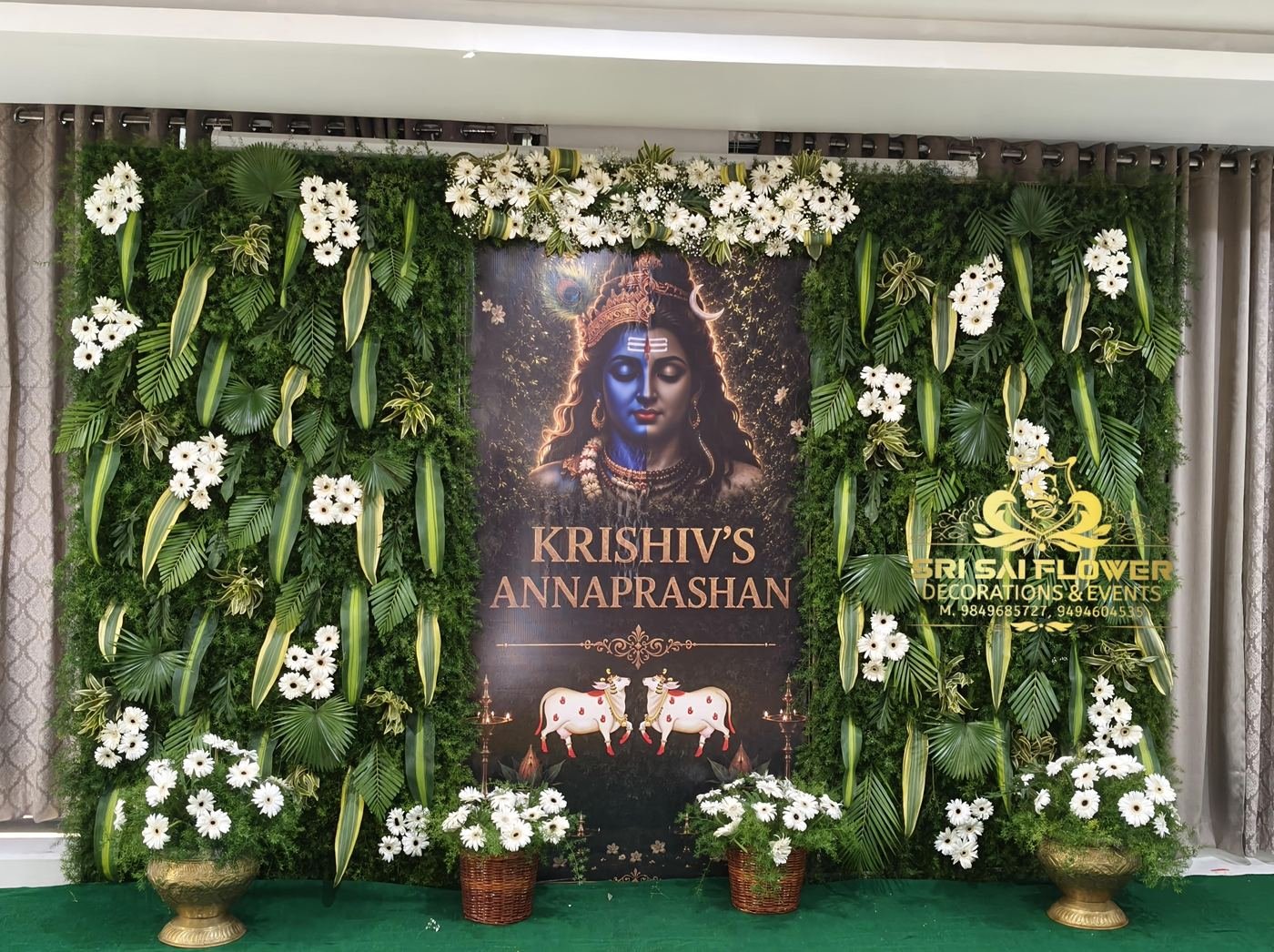 Elegant foliage backdrop decoration crafted by Sri Sai Flower Decorations & Events